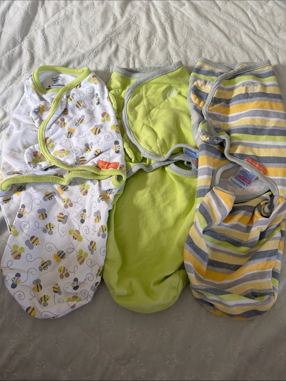 SwaddleMe Infant Swaddle Set in Lime, Yellow & Gray Bee Print 100% cotton